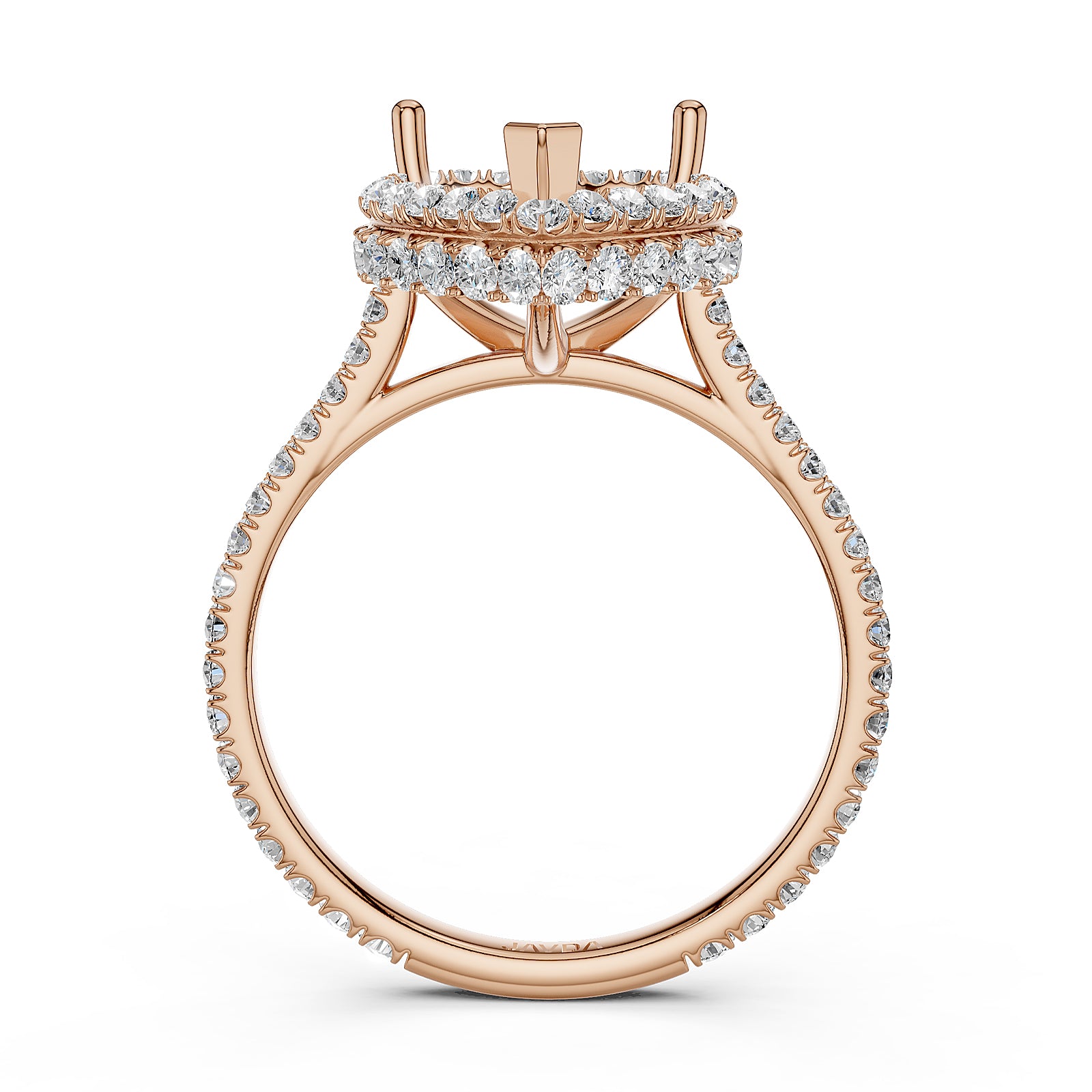 Double Halo Semi Mount Lab Grown Diamond Engagement Ring 0.53 Ct.